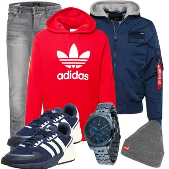 Lang Outfit mit Grau/Hellgrau/Dunkelgrau Hut Mütze/Winter Mütze levi's ® "Praktischer Look"