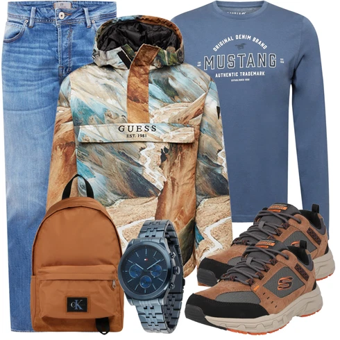 Blau Große Größe LTB kombinieren mit Braun Rucksack Calvin Klein Jeans
