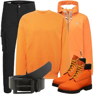 Outfit mit Schwarz/Khaki/Dunkelgrau Cargohose/Funktionshose/Zip Off Hose/Cargo-Jogginghose/Trekkinghose/Winterhose Jack & Jones "Praktischer Look"