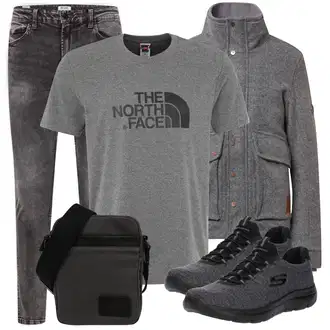 Herbst Outfit mit Dunkelgrau/Grau/Schwarz/Hellgrau/Dunkelblau Walkingschuh/Schnürschuh/gesundheitsschuh/Schnürer/Bequemer Schuh/Schmaler Sneaker/Winter Sneaker/Semiorthopädischer Schuh Skechers "Praktischer Look"