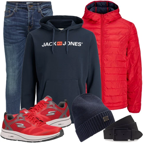 Blau/Hellblau/Dunkelblau Slim Fit Jeans/Herren Lederjacke/Tapered-Jeans/Biker Jeans/Winterjacke/Lederjacke/Leder Schuhe/Low Rise Jean/Thermojeans/Jeans mit Schlitz/Low Waist Jean/Vintage Jeans Only & Sons kombinieren mit Gürtel Mustang