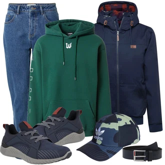 Outfit mit Blau/HellBlau Mom Jean/High Waist Jeans/Dad Jeans/Tapered-Jeans/Girlfriend Jeans/Vintage Jeans/Herren Lederjacke DAN FOX APPAREL "Praktischer Look"