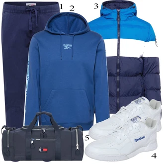 outfit mit Modra Pletenina Reebok Classic, Siva Superga Reebok Classic "Praktičen videz"