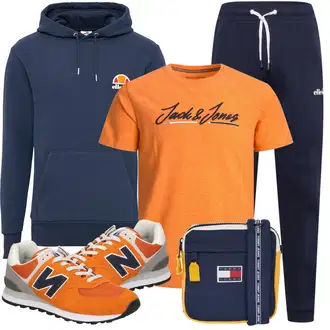 Logoprint Outfit mit Orange Unkategorisiert Jack & Jones "Sportliches Outfit"