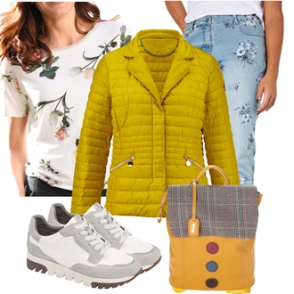 Outfit s Bílá Neformální tričko MONA "Jarní outfit"