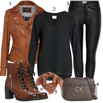 Biker outfit mit Rjava/Temno rjava/Roza Vintage Usnjena Jakna/Jesenska jakna/Motoristična jakna/Jakna iz Umetnega Usnja/Usnjena Bomber Jakna/Usnjena Jakna/Pomladna jakna Oakwood "Priložnostna oblačila"