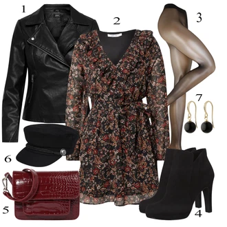 Outfit s Černá/Oranžová/Růžová/Červená/Hnědá Halenkové Šaty/Zavinovací Šaty/Šaty S Potiskem/Šaty na Podzim/Zimní šaty s dlouhým rukávem About You "Cool outfity na volný čas"