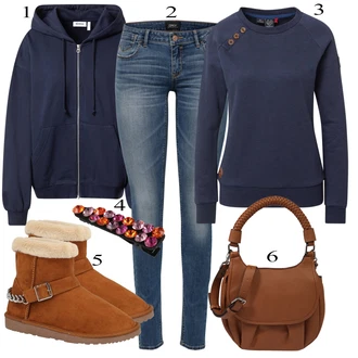 Outfit s Černá Mikina Na Zip/Teplák weekday "Ulice Styl Outfit"