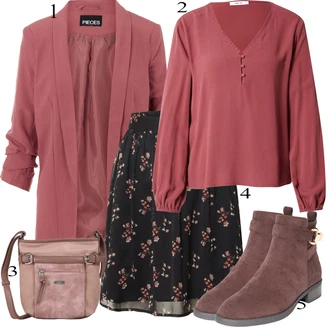 Ležérní outfity s Tmavě červená/Tmavě hnědá/Vínová/Růžová/Hnědá/Fialová Kotníková Bota s Podšívkou/Plochá Kotníková Bota/Kožená kotníková bota/Letní kotníková kozačka/Chelsea Boty About You "Módní outfit pro volný čas"