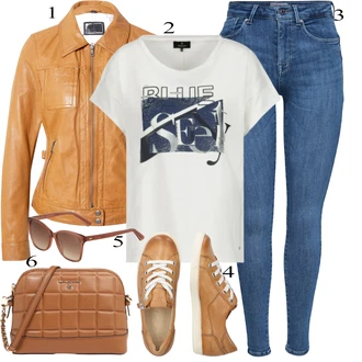 Outfit sa Smeđa Kožna Jakna Oakwood "Lagani proljetni outfiti"