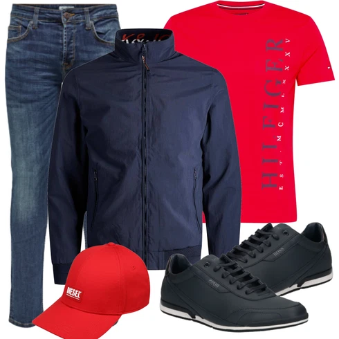 Rot Große Größe Tommy Hilfiger kombinieren mit Rot Hut Diesel