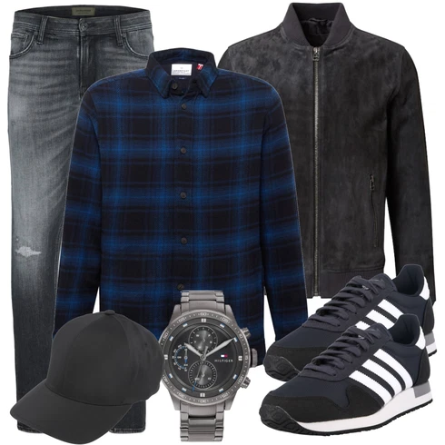 Dunkelblau/Grau/Dunkelgrau/Blau Große Größe Mantel/Leder Bomberjacke/Jacke mit Seitlichem Reißverschluss/Fliegerjacke/Samtjacke Freaky Nation kombinieren mit Blau Casual Hemd Kronstadt