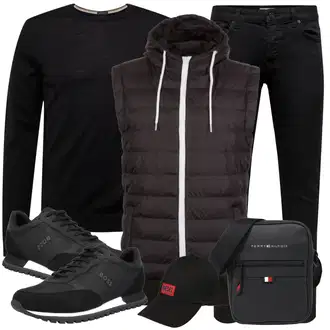 Outfit mit Dunkelblau/Lila Jeans Low Rise Jean/Low Waist Jean/Push up Jeans/Lederjacke/Slim Fit Jeans/Leder Schuhe/ThermoJeans/Winterjacke/Jeggings/Skinny Hose/Slim Hose/Twill Hose Only & Sons "Alltags Outfit"