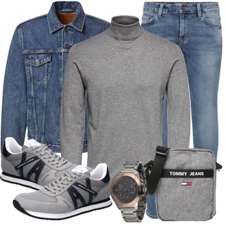 90er Outfit mit Blau/Hellblau Große Größe Mantel/Vintage Jacke/Kurze Jeansjacke/Jeansjacke levi's ® "Alltags Outfit"Look: Uni, Retro, 90er, Western, Vintage, Workwear