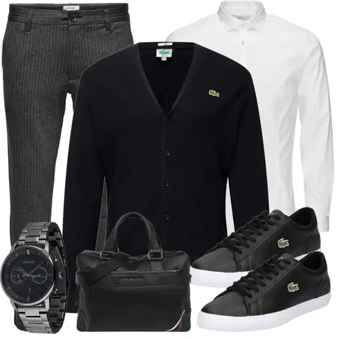 Hellgrau/Dunkelgrau/Khaki/Grau Business Hose/Chino Hose/Cord Legging/Cordhose/Hose mit Schlitz/Skinny Hose/Slim Hose Only & Sons kombinieren mit Schwarz Strickjacke Lacoste