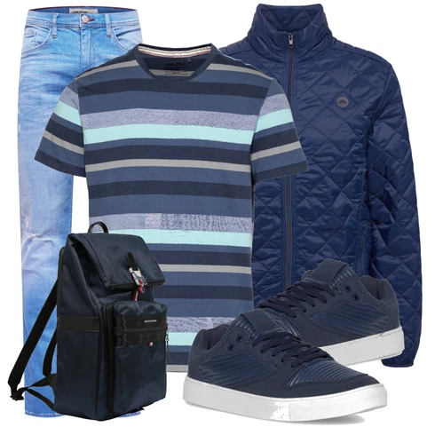 Casual T-Shirt Blend kombinieren mit Schwarz Rucksack Tommy Hilfiger