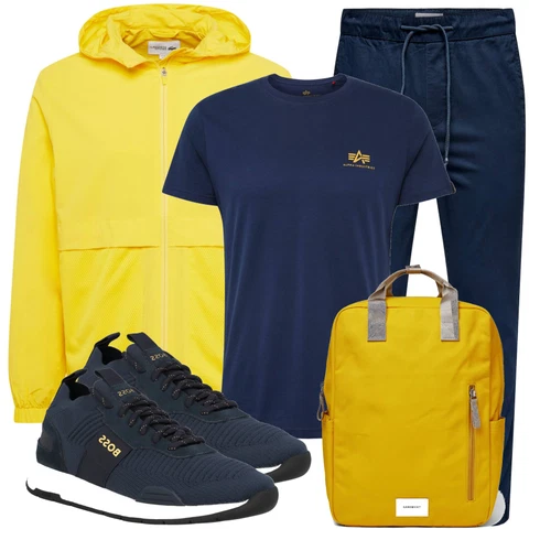 Dunkelblau/Blau Bluse Große Größe/T-Shirt Training/Funktions T-Shirt/Kurzarm T-Shirt/Ausgefallenes T-shirt/Shirt & Top Große Größe Alpha Industries kombinieren mit Gelb Rucksack