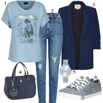 Outfit s Modrá Neformální tričko Monari "Ulice Styl Outfit"