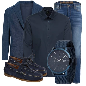 Outfit mit DunkelBlau/Blau Business Hemd/Businesshemd/Bügelfreies Hemd/Hemdbluse Olymp "Büro Outfit"