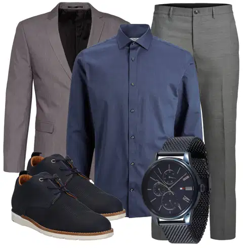 Grau/Rosa/Lila/Hellgrau/Dunkelgrau/Braun Anzug Sakko/Anzug/Kostüm Jack & Jones kombinieren