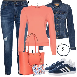 Outfit sa Plava/Tamnoplava/Svjetloplava Kratka Traper Jakna/Vintage Jakna/Traper Jakna Only "Zimski outfit"