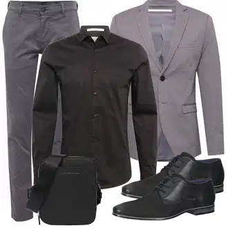 Outfit mit Hellgrau/Grau Blazerjacke/Boyfriend Blazer/Lässiger Blazer/Lederjacke/Baumwoll ­Blazer/Eleganter Blazer/Strick­blazer/Sweatblazer/Lederjacke für Männer Jack & Jones "Alltags Outfit"