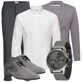Outfit mit Weiß/Creme Bluse Große Größe/Business Hemd/Businesshemd/Bügelfreies Hemd/Hemdbluse Jack & Jones "Business Look"