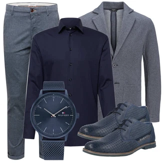 Business Outfits mit Dunkelblau Bluse Große Größe/Business Hemd/Businesshemd/Bluse und Tunika SELECTED HOMME "Business Look"