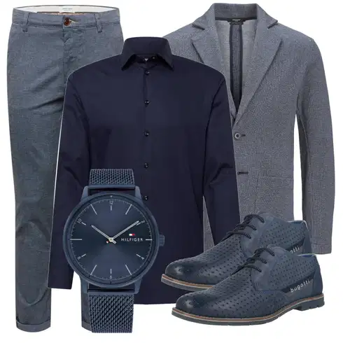 Dunkelblau Bluse Große Größe/Business Hemd/Businesshemd/Bluse und Tunika SELECTED HOMME kombinieren mit Uhr Tommy Hilfiger