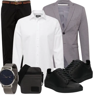 Outfit mit Hellgrau/Grau Blazerjacke/Boyfriend Blazer/Lässiger Blazer/Lederjacke/Baumwoll ­Blazer/Eleganter Blazer/Strick­blazer/Sweatblazer/Lederjacke für Männer Jack & Jones "Business Outfits"