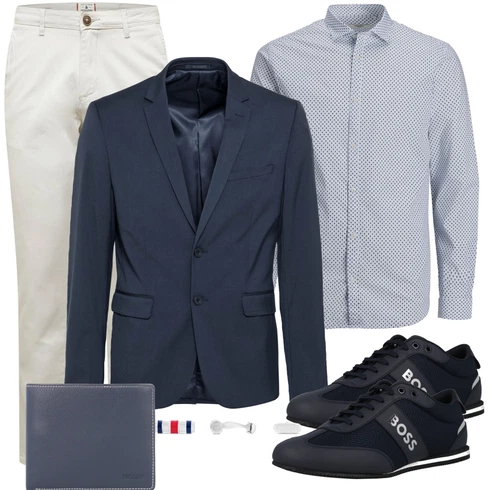 Dunkelblau/Hellblau/Blau Anzug Sakko/Kostüm Casual Friday kombinieren