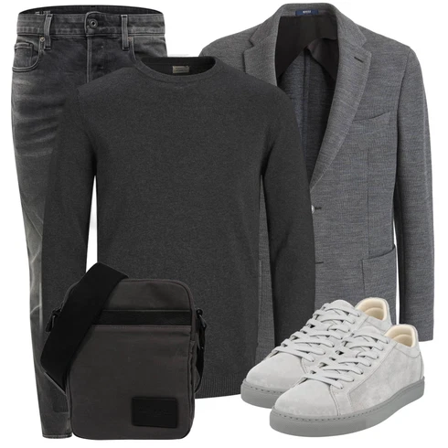 Dunkelgrau/Grau Feinstrickpullover/Wollpullover/Basic Pullover/Einfacher Pullover/Kaschmir Pullover/Rundhals Pullover/Thermo Pullover/Stillpullover/Kaschmir Pullover/Pullover mit Stehkragen/Damen Pullover/Sweatshirt Jack & Jones kombinieren