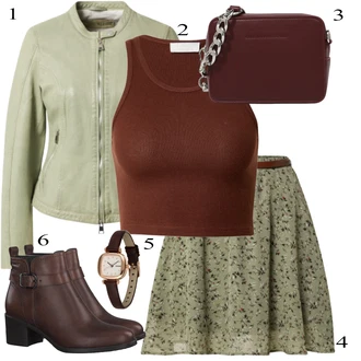 Outfit sa Bež Kožna Jakna Freaky Nation "Zimski outfit"
