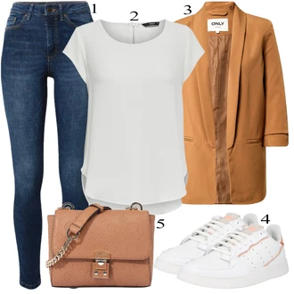 Outfit s Bílá/Krémová/Šedá Halenka a Tunika Tunika/Tričko & Top Móda Pro Plnoštíhlé/Halenka Móda Pro Plnoštíhlou Only "Praktický vzhled"