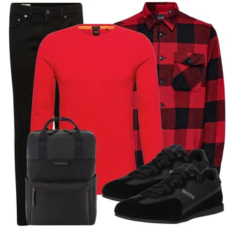 Outfit mit Schwarz Slim Fit Jeans/Lederjacke/Leder Schuhe/Biker Jeans/Jeans mit Schlitz/Low Rise Jean/Push up Jeans/Damen 7/8-Länge Jeans/Herren Lederjacke/Winterjacke/Regular-Fit Jeans levi's ® "Cooles Alltagsoutfit"