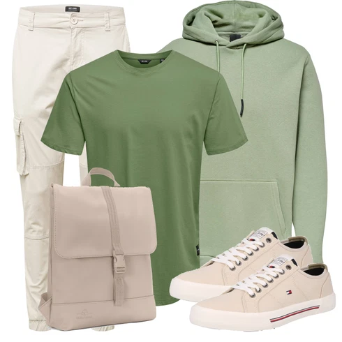 Khaki/Beige Cargohose/Cargo-Jogginghose/Musselin Hose/Zip Off Hose/Chino Hose/Funktionshose Only & Sons kombinieren