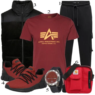 outfit mit Rdeča Casual Majica Alpha Industries "Priložnostna oblačila"
