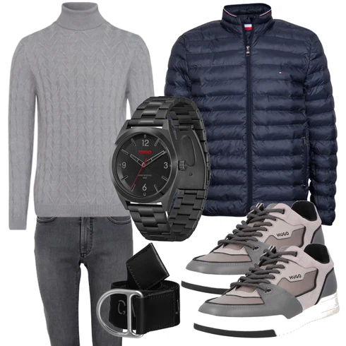 Schwarz Accessoire Uhr Hugo kombinieren