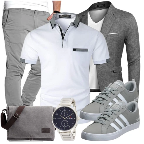 Grau Schuh Tommy Hilfiger kombinieren mit Grau Hose Jack & Jones