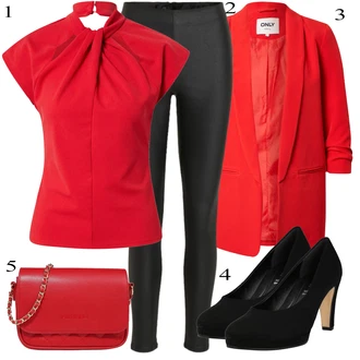 Outfit sa Crvena Ležerna majica warehouse "Zimski outfit"