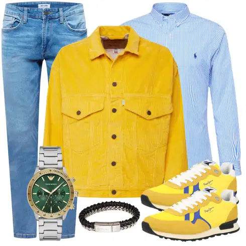 Gelb Schuh Sneaker Pepe Jeans kombinieren