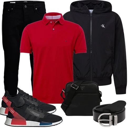 Schwarz/Dunkelblau Lederjacke/Slim Fit Jeans/Leder Schuhe/Low Rise Jean/Biker Jeans/Push up Jeans/Winterjacke/Jeans mit Schlitz/Tapered-Jeans/Low Waist Jean/Thermojeans Jack & Jones kombinieren