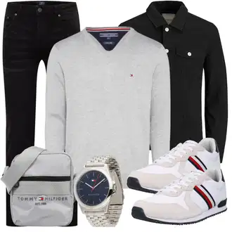 Schmal Kurvige Outfit mit Schwarz Cordjacke/Shirtjacke/Kurze Jeansjacke/Nachhaltige Jacke/Uniformjacke/Vintage Jacke/Wachsjacke/Baumwoll Strickjacke/Strickjacke Gefüttert/Kurze Strickjacke/Stehkragen-Strickjacke/Vintage Strickjacke/Wolle Strickjacke/Mantel/Bluse Große Größe Jack & Jones "Freizeit Outfit"