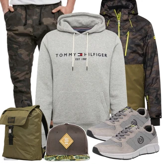 90er Outfit mit Grau Große Größe Sweatmode/Vintage Hoodie/Sport Hoodie/Hoodie/Ausgefallener Hoodie/Sport Sweatshirt/Unisex Hoodie/Kapuzenpullover/Damen Pullover Tommy Hilfiger "Freizeit Outfit"Look: Rad, Sportlich, Retro, Skater, Uni, Classic, Vintage, 90er