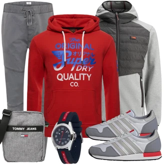 Jogging Outfits mit Grau Jogginghose "Freizeit Outfit"