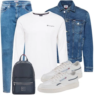 Outfit mit Türkis Jeansjacke Tommy Jeans "Alltags Outfit"