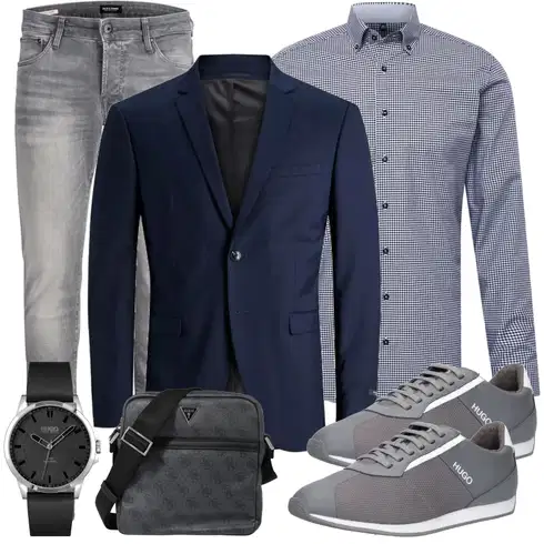 Dunkelblau/Hellblau Anzug Sakko/Anzug/Kostüm Jack & Jones kombinieren
