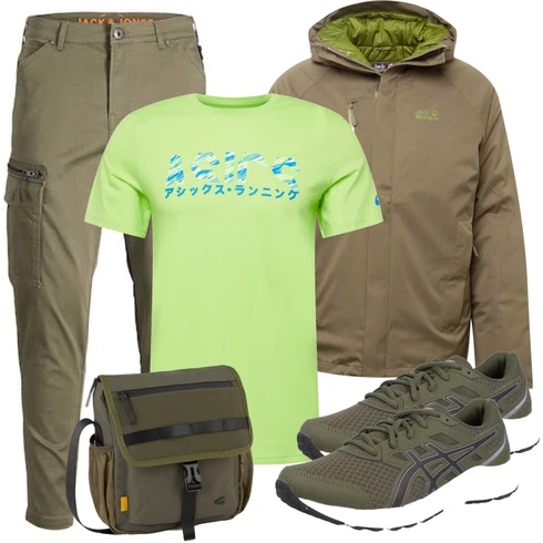 Sportjacke Jack Wolfskin kombinieren mit Casual T-Shirt Asics