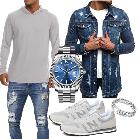 Grau Trachtenmode New Balance kombinieren mit Blau Accessoire BUREI, Grau Accessoire Schmuck