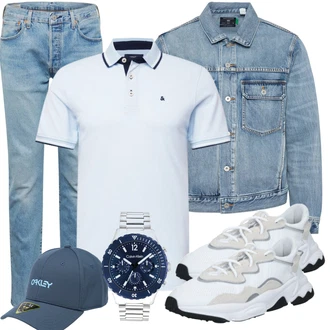 Sommer Outfit mit Hellblau/Blau Dad Jeans/Vintage Jeans/Girlfriend Jeans/Jeans mit Schlitz/Boyfriend Jean/Tapered-Jeans/Mom Jean levi's ® "Freizeit Outfits"